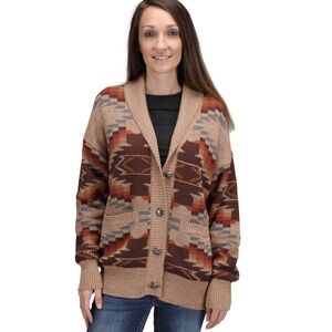 Women's Aztec Concho Button Pocket Cardigan